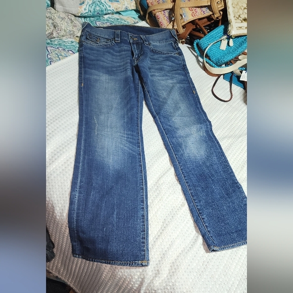 TRUE RELIGION EUC WOMEN'S SIZE 31 X 30 BILLY BLUE DENIM JEANS - Picture 1 of 11